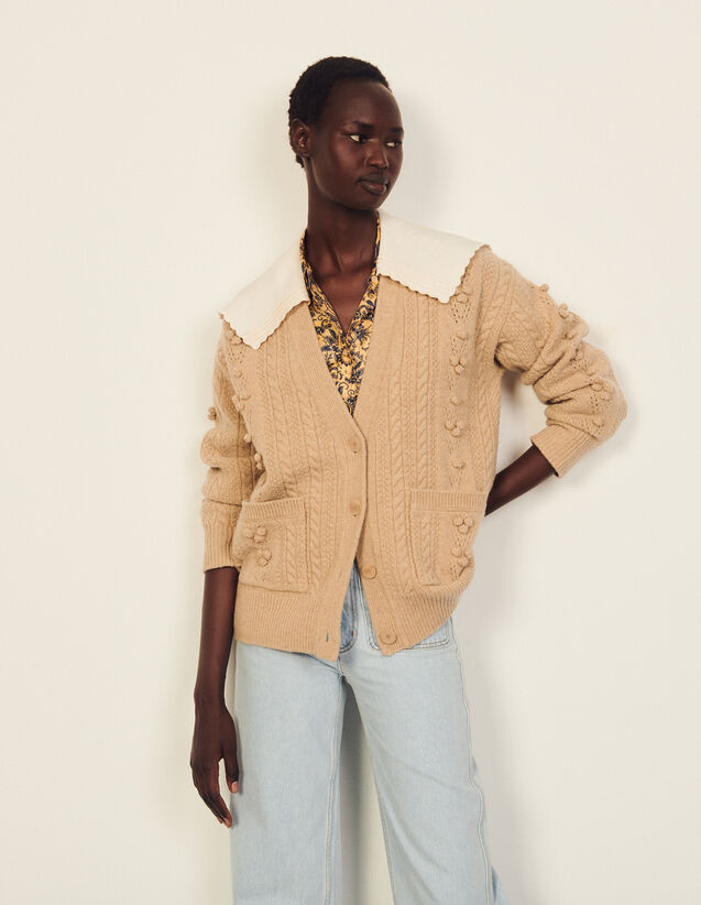 Fancy Knit Coatigan : Coats color Beige
