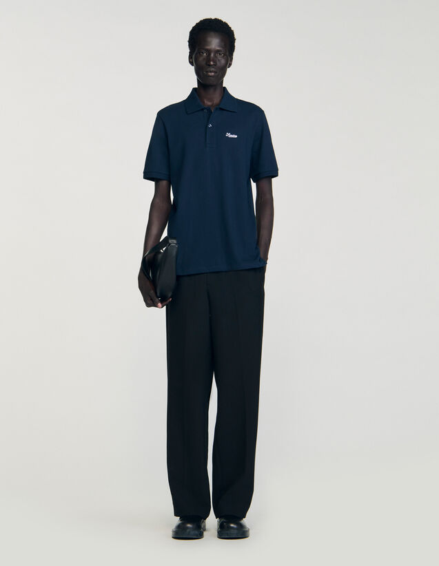 Cotton Piqué Polo Shirt - SHPTS01723 | sandro-paris.com Cotton Piqué Polo Shirt : T-shirts & Polo shirts color Midnight Blue