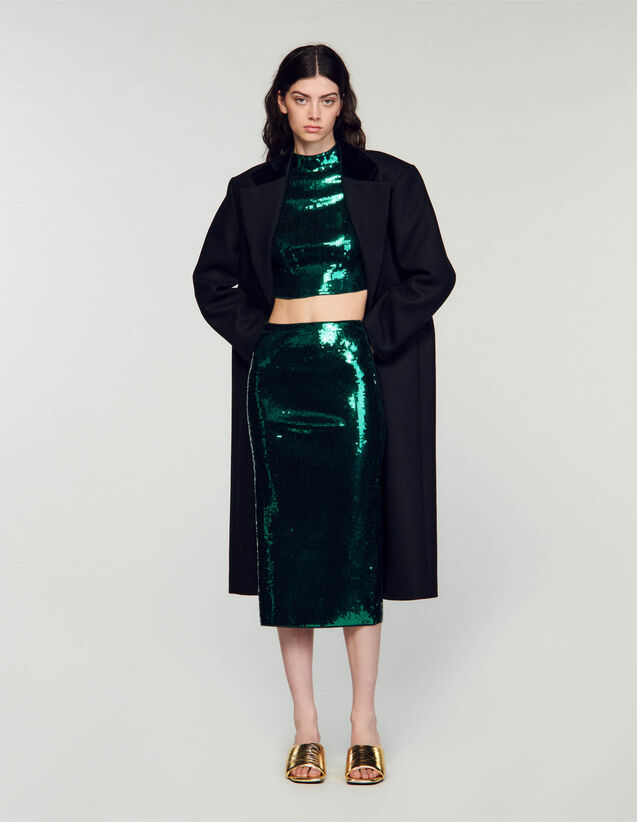 Sequin Midi Skirt : Skirts & Shorts color Green