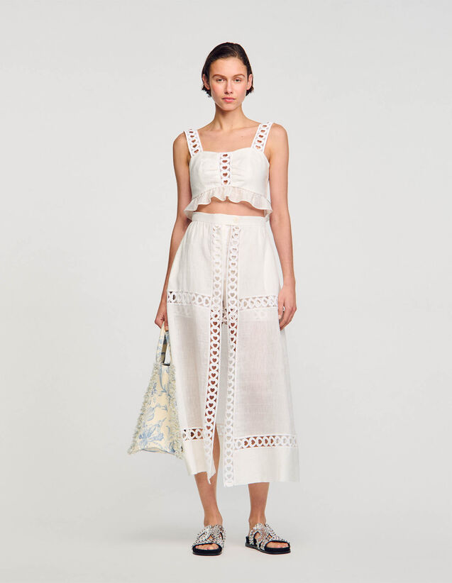 Long Linen-Blend Skirt With Shorts : E-shop Pre-launch Collection color white