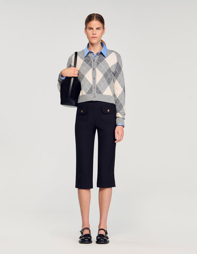 Argyle Pattern Cardigan - SFPCA01309 | sandro-paris.com Argyle Pattern Cardigan : Sweaters & Cardigans color Grey