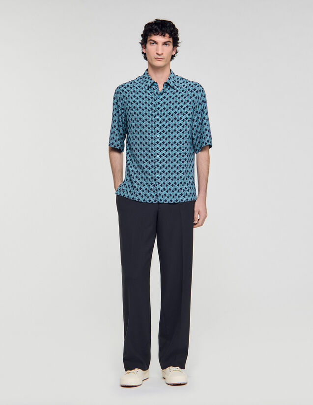 Rope Print Shirt - SHPCM01436 | sandro-paris.com Rope Print Shirt : Shirts color Navy Blue