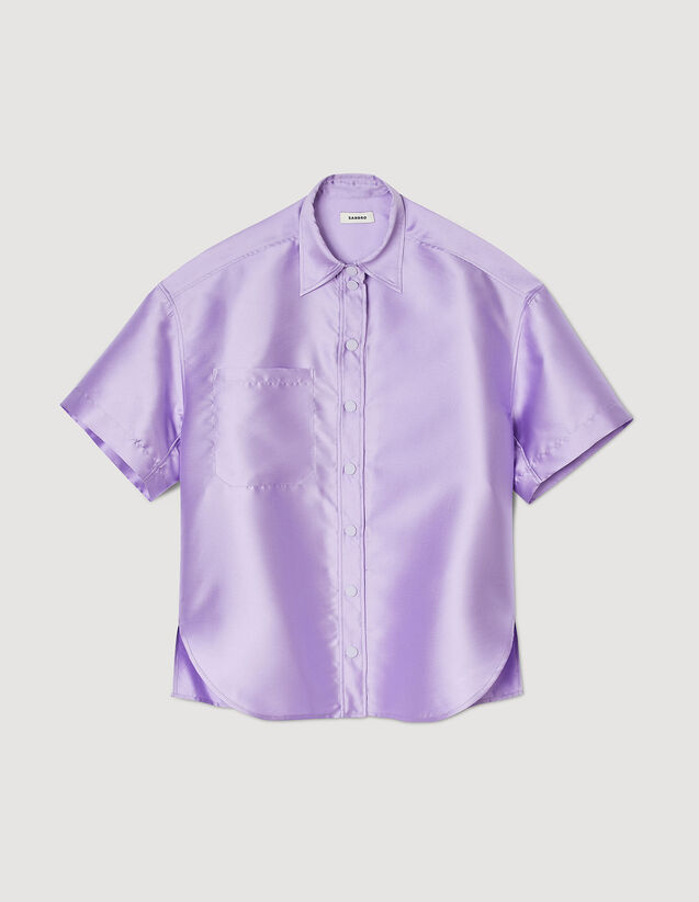 Oversized Satin Shirt : Shirts color Purple