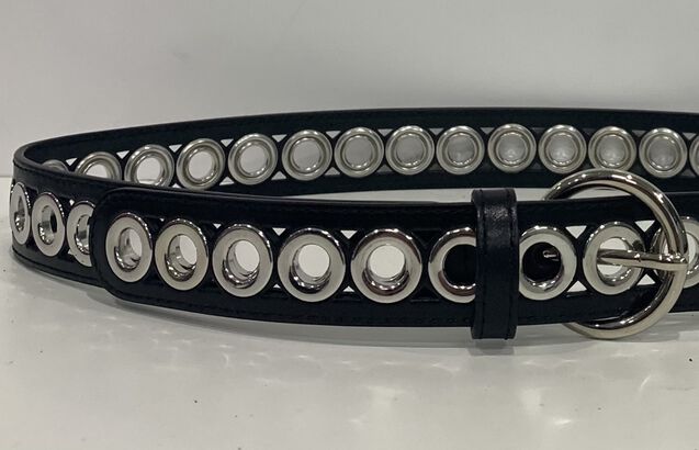 Belt With Round Buckle And Eyelets : Belts color Black
