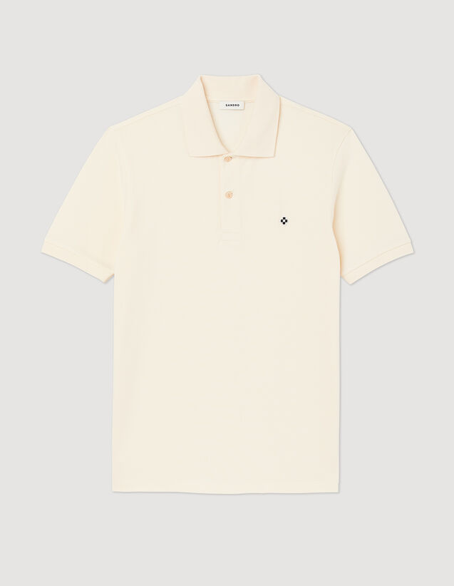 Polo Shirt With Square Cross Patch : T-shirts & Polo shirts color Ecru