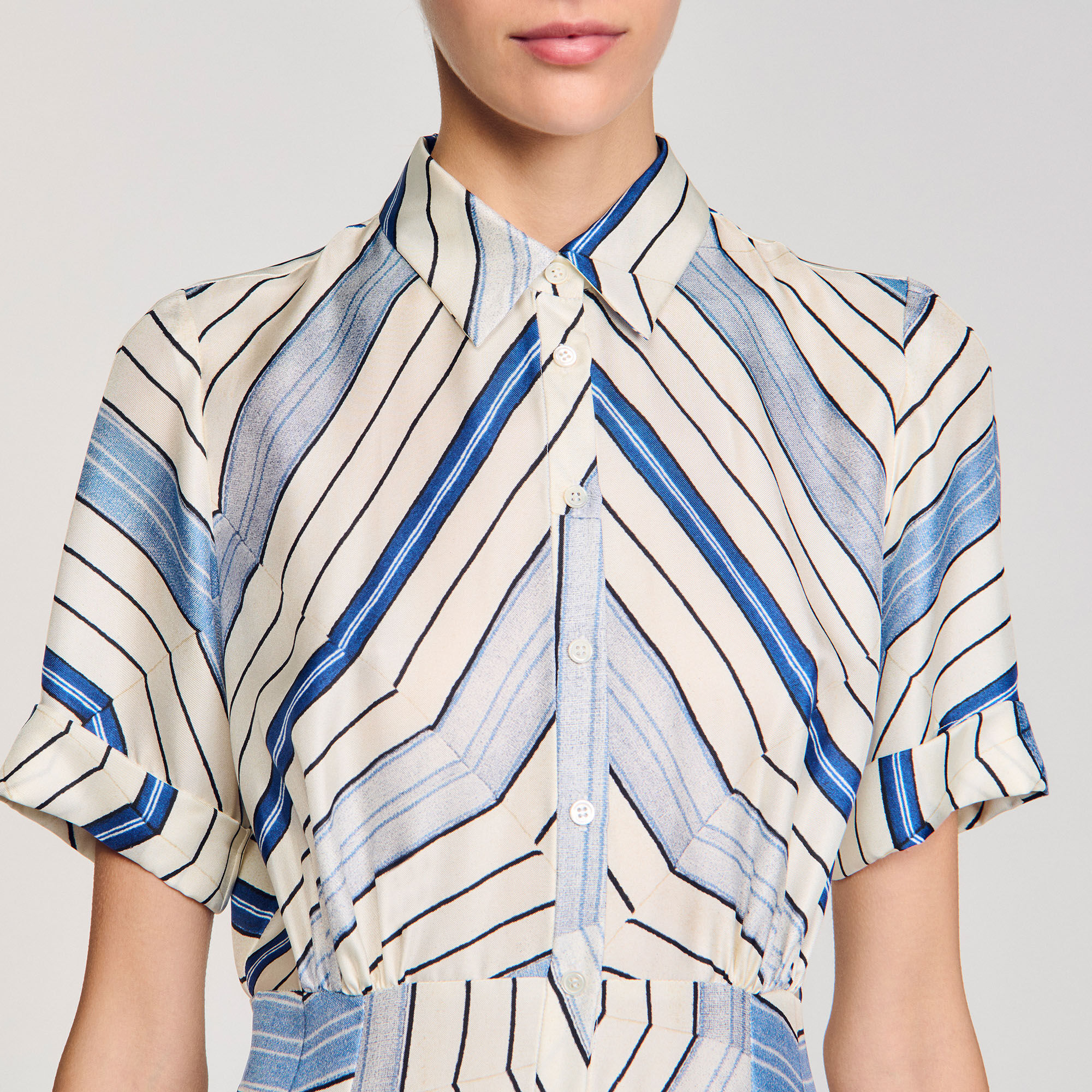 Spiral-Motif Silk Midi Dress - SANDRO X LOUISE BOURGEOIS