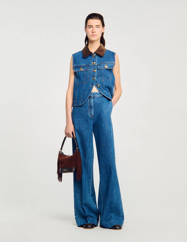 Wide-Leg Jeans - SFPJE00751 | sandro-paris.com Wide-Leg Jeans : Jeans color Blue Jean