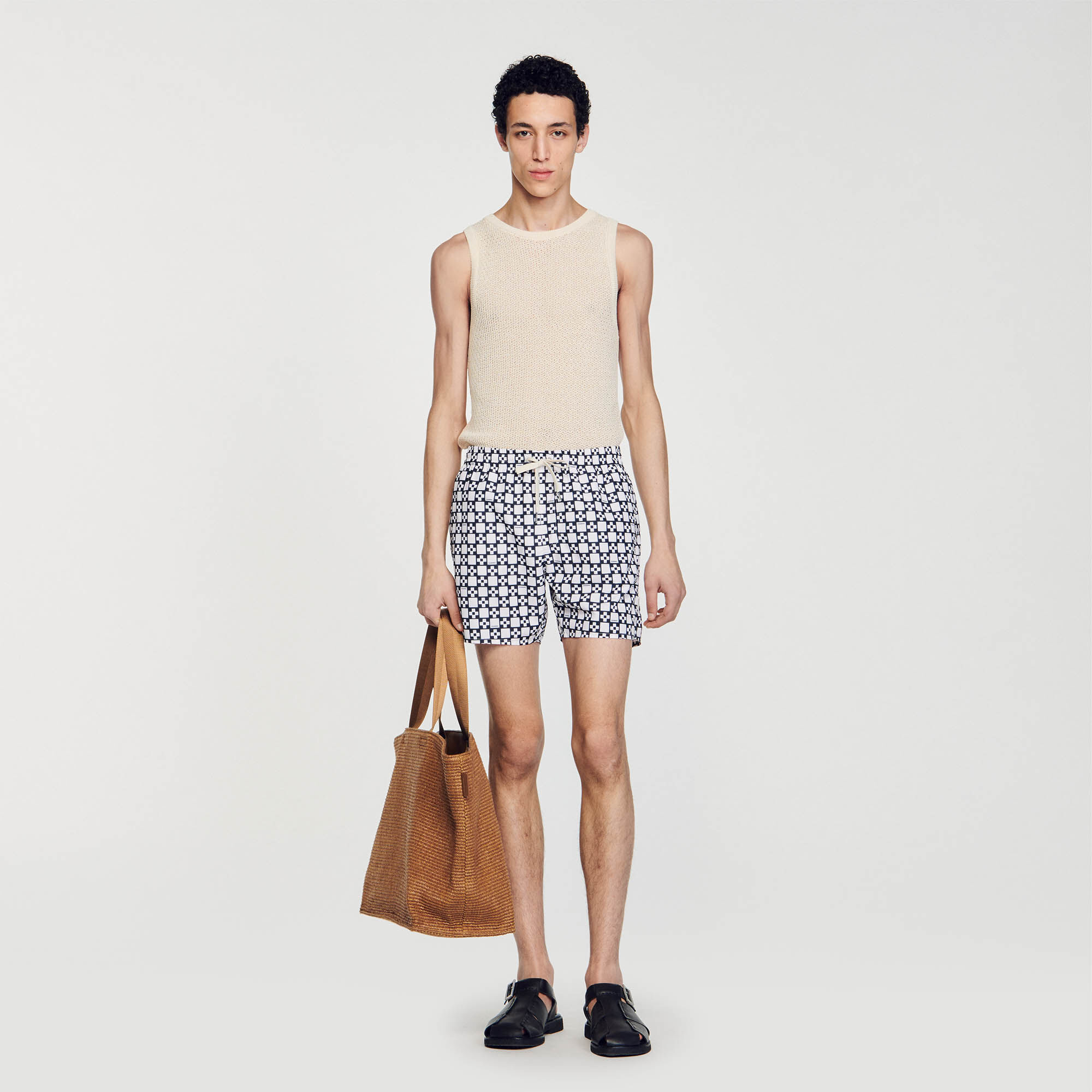 Square Cross Swim Shorts : Pants & Shorts color Ecru / Navy