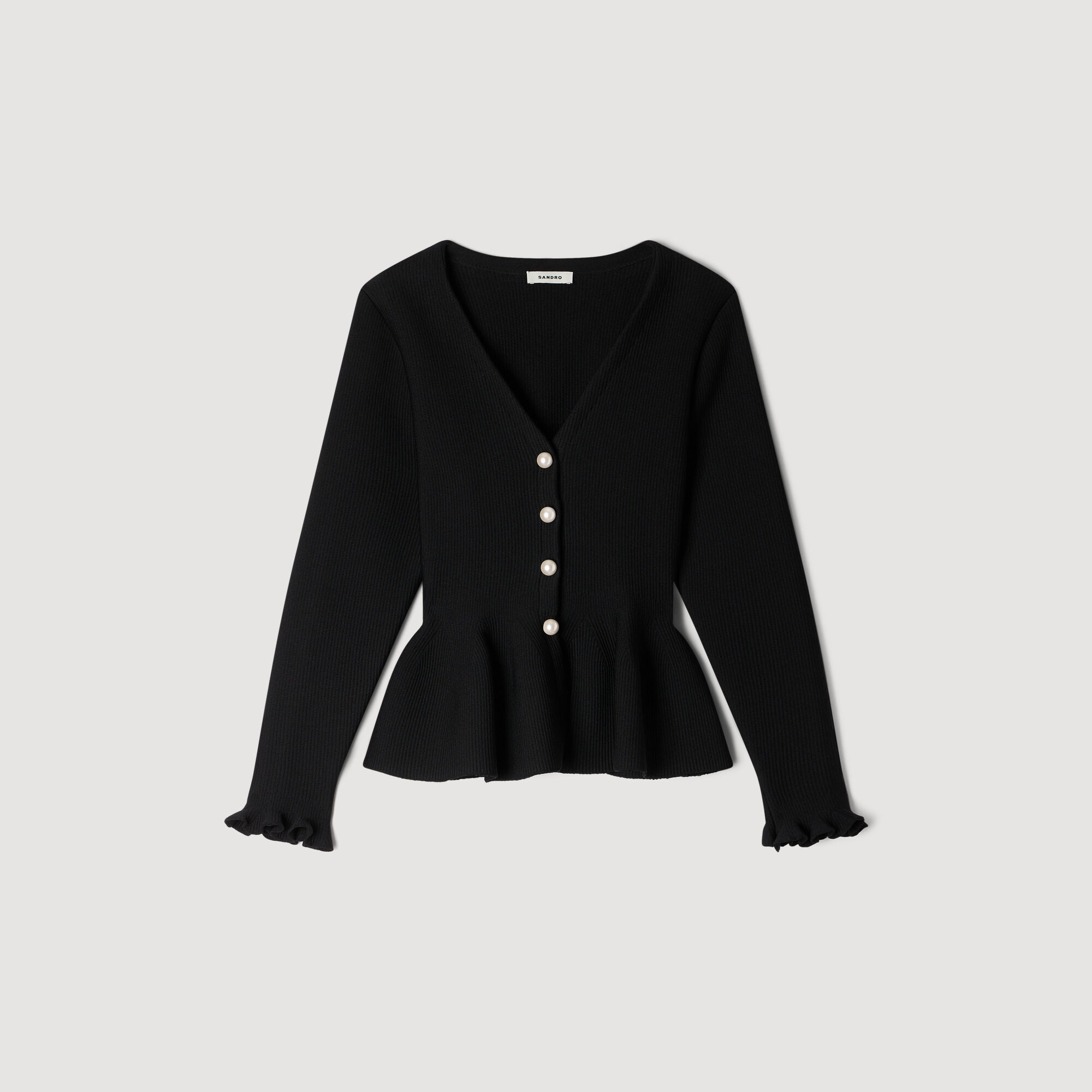 Peplum Cardigan : Coats color Black