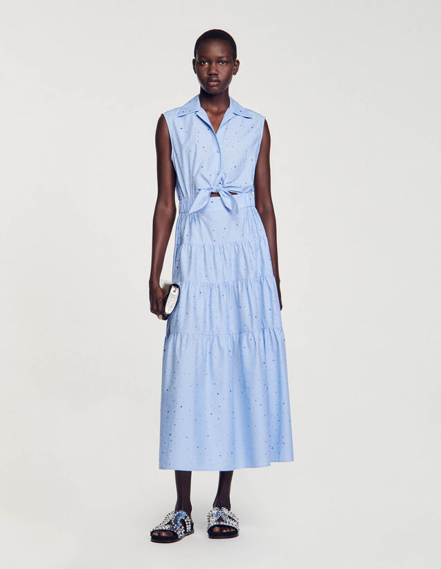 Rhinestone Tie-Front Maxi Dress : Dresses color Sky Blue