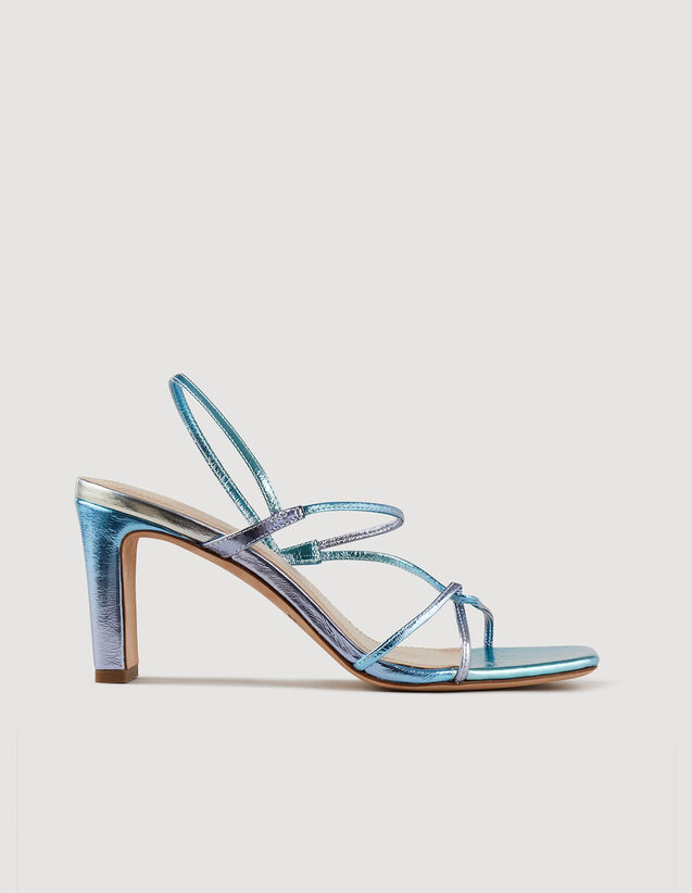 Sandals With Thin Straps : Sandals color Blue / Silver