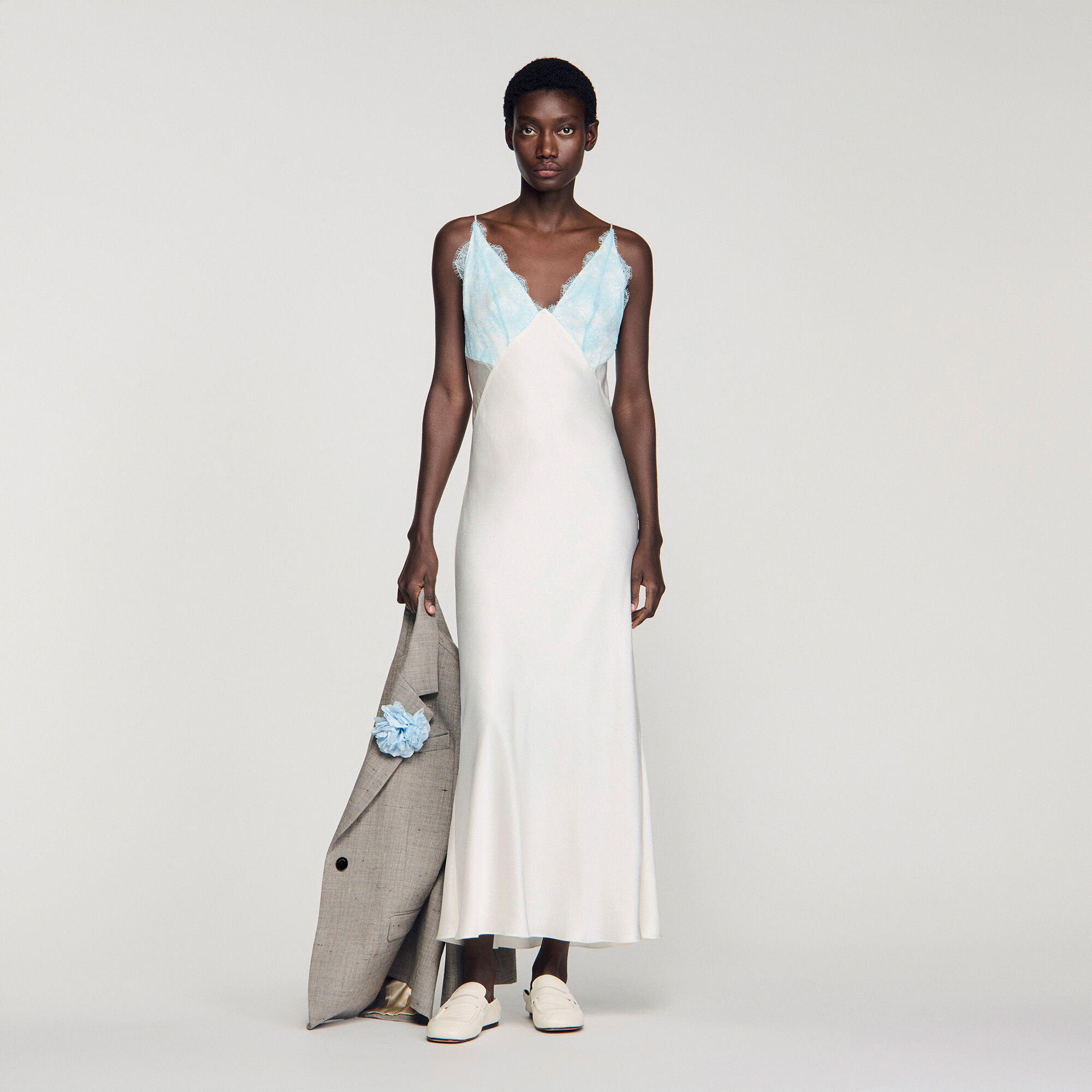 Lingerie-Style Maxi Dress : Dresses color Ecru