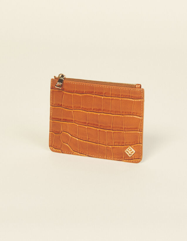 Flat Purse In Embossed Leather : Small Leather goods color Camel