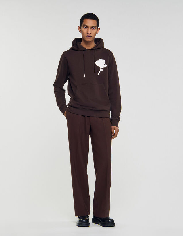 Sweatshirt With Flower Patch - SHPSW00782 | sandro-paris.com Sweatshirt With Flower Patch : Sweatshirts color Chocolate