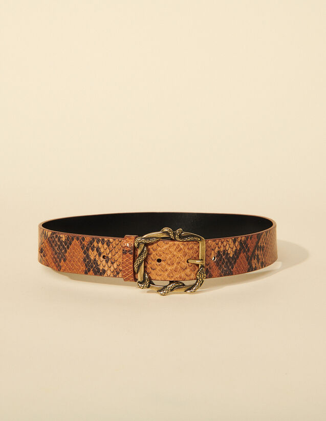 Python Belt With Decorative Buckle : Belts color Brown