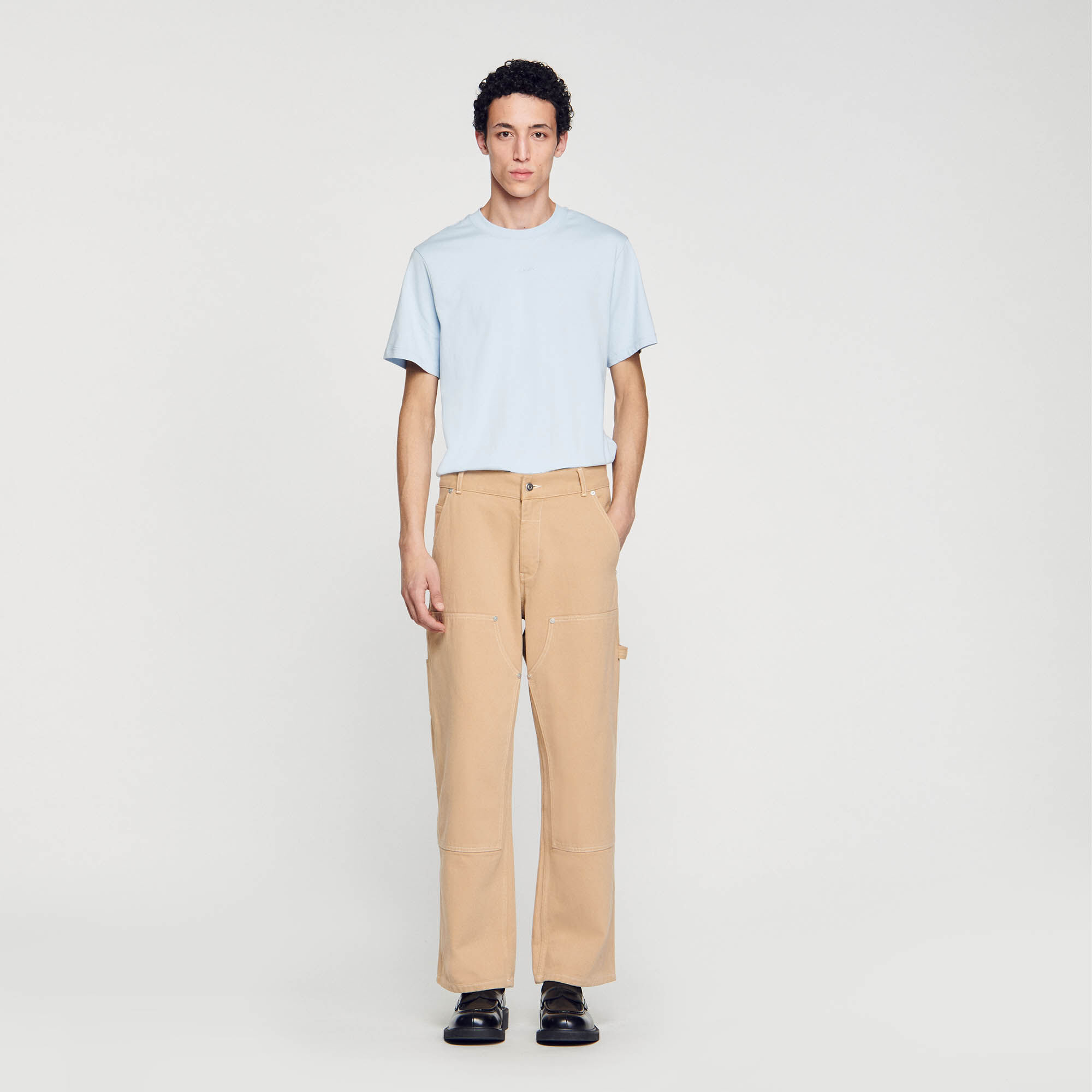 Cotton Canvas Carpenter Trousers : Pants & Shorts color Beige
