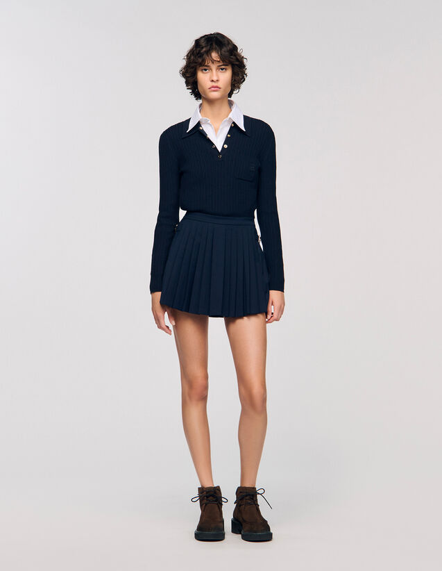 Pleated Skort - SFPSH00522 | sandro-paris.com Pleated Skort : Skirts & Shorts color Grey