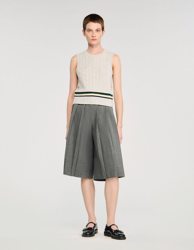 Pleated Long Shorts - SFPSH00512 | sandro-paris.com Pleated Long Shorts : Skirts & Shorts color Grey