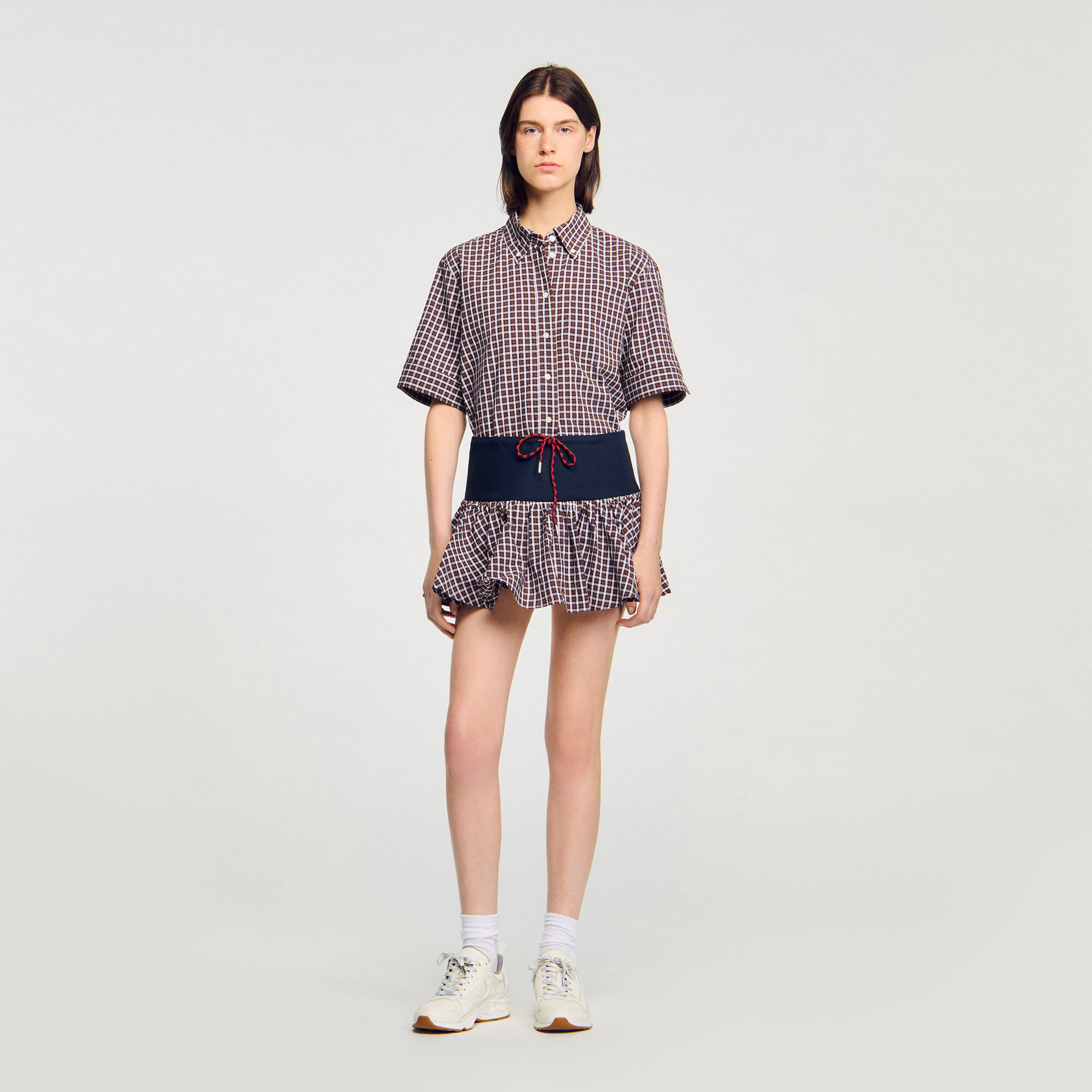 Checked Skort : Skirts & Shorts color Brown