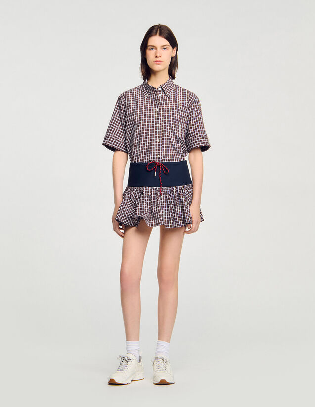 Checked Skort - SFPSH00550 | sandro-paris.com Checked Skort : Skirts & Shorts color Brown