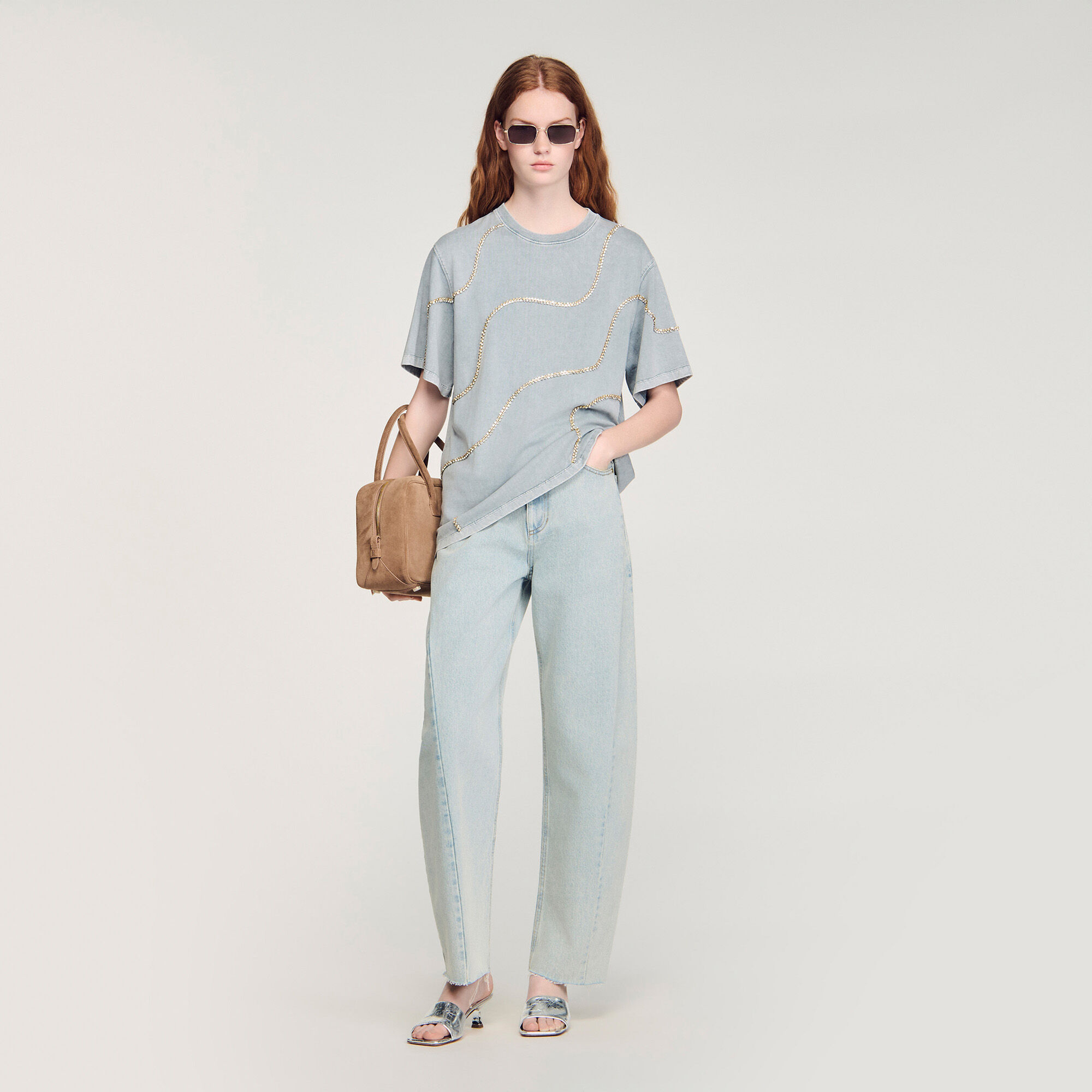 Rhinestone T-Shirt : T-shirts color Grey