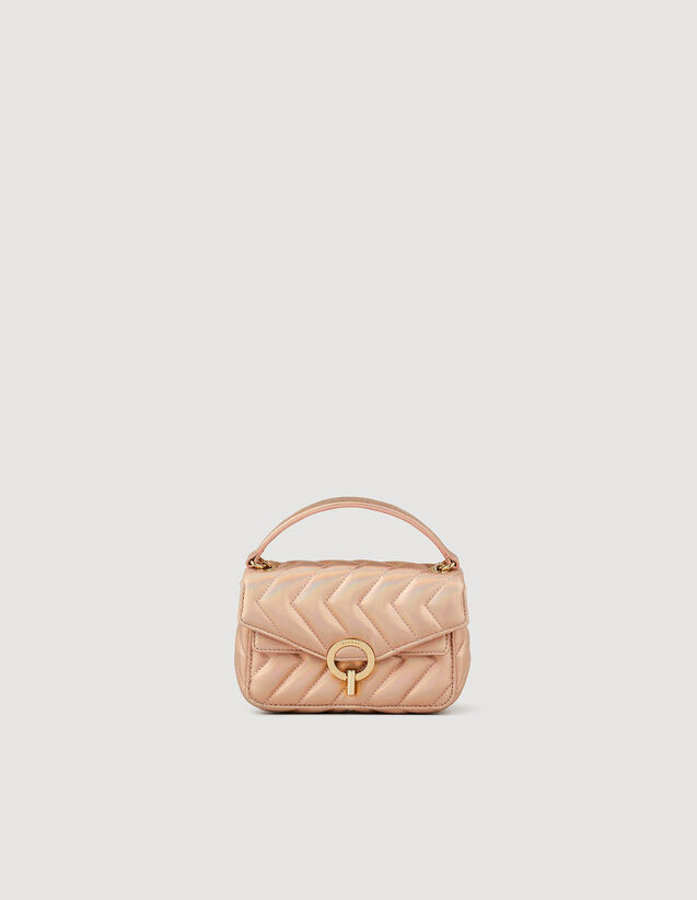 Quilted Iridescent Leather Mini Yza Bag : null color Pink