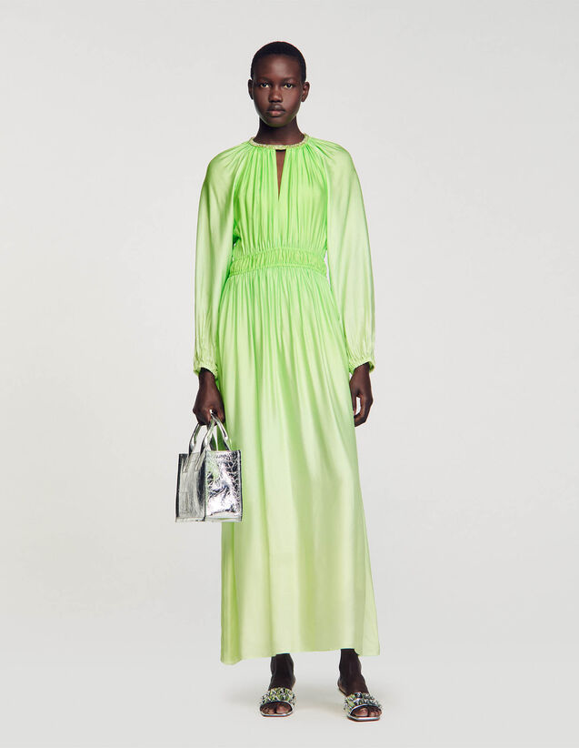 Maxi Dress With Rhinestone Neckline : Dresses color Vert fluo
