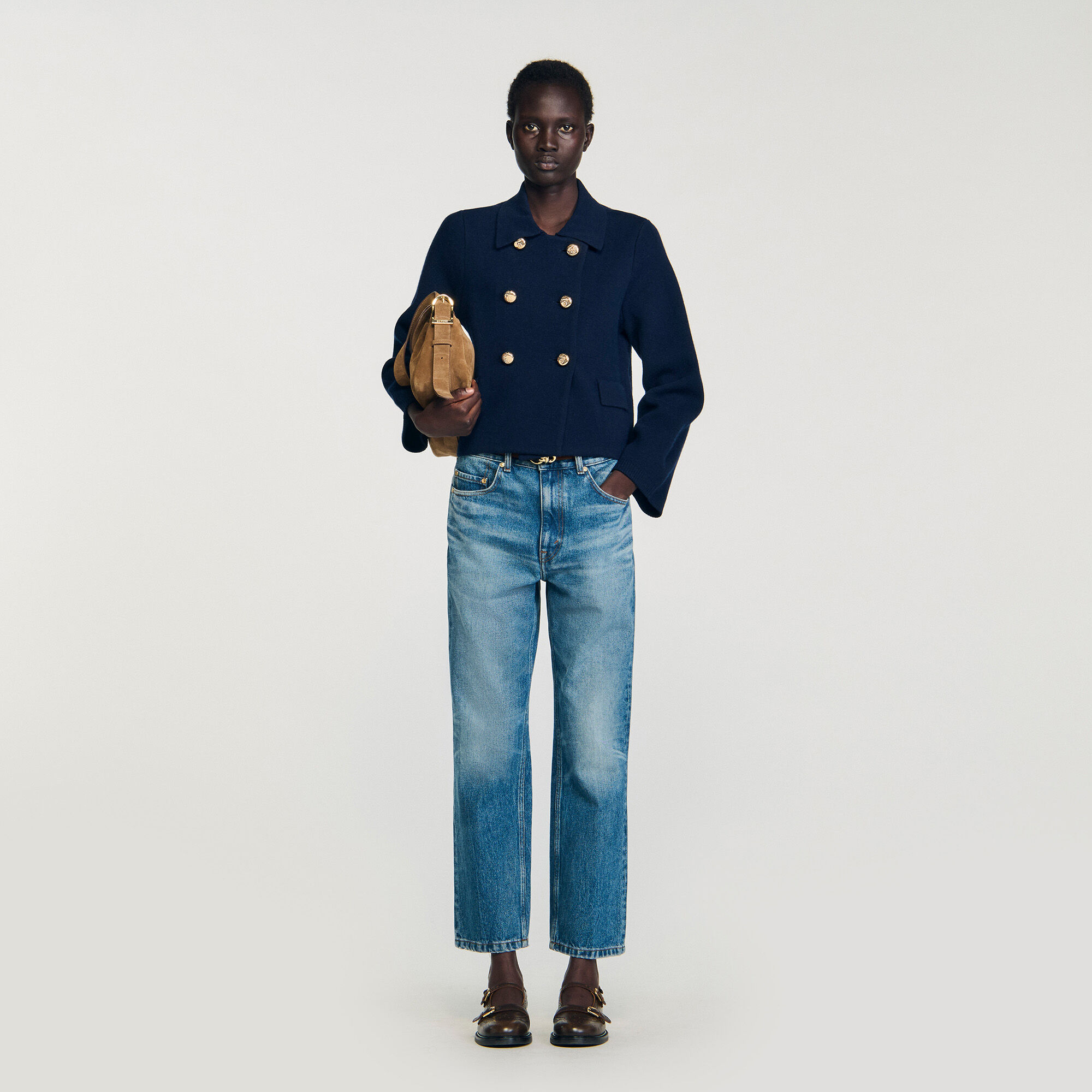 Double-Breasted Cardigan : Coats color Navy Blue