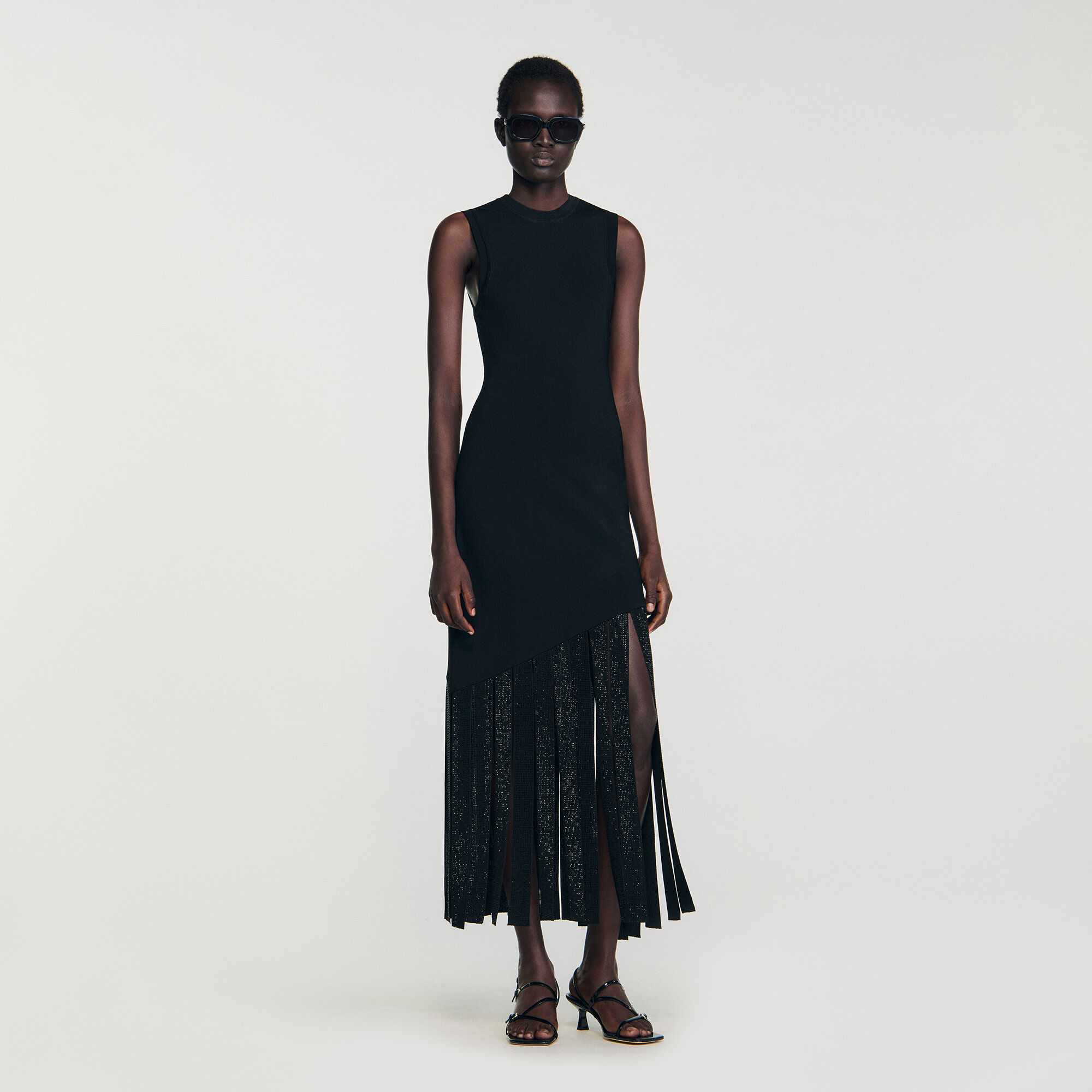 Fringed Maxi Dress : Dresses color Light Grey