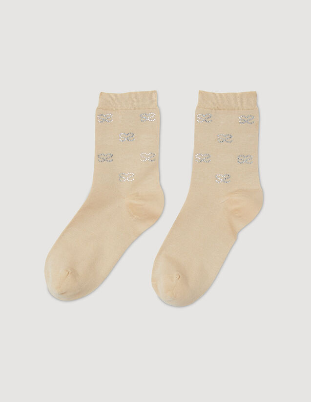 Double S Rhinestone Socks : Socks color Nude