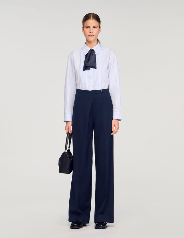 Asymmetric Straight-Leg Trousers - SFPPA01753 | sandro-paris.com Asymmetric Straight-Leg Trousers : Pants color Navy Blue