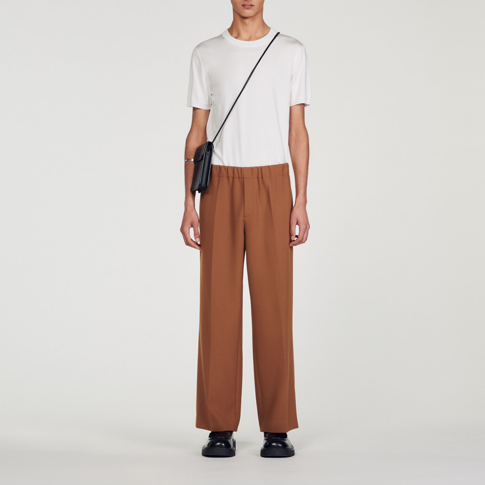 Wide-Leg Trousers : Pants & Shorts color Caramel