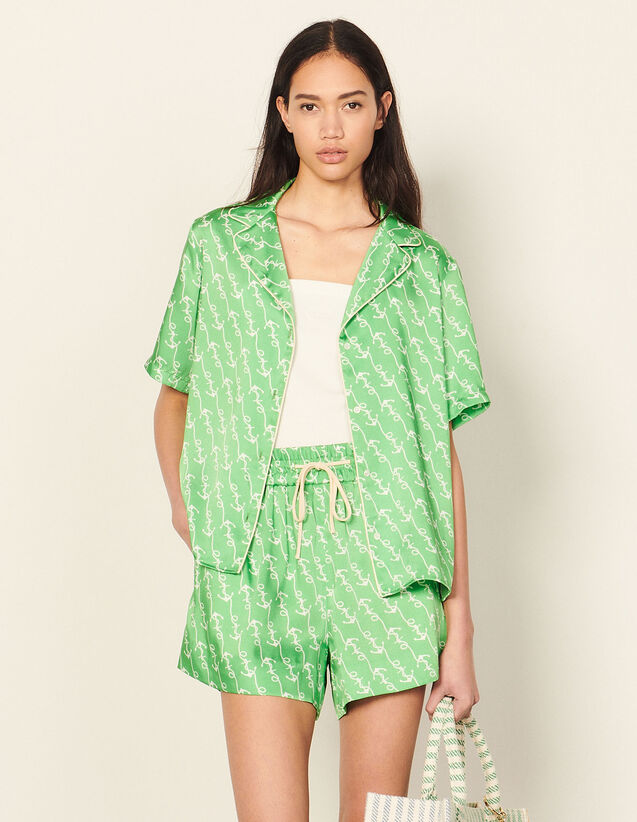 Printed Shorts : Skirts & Shorts color Green/White