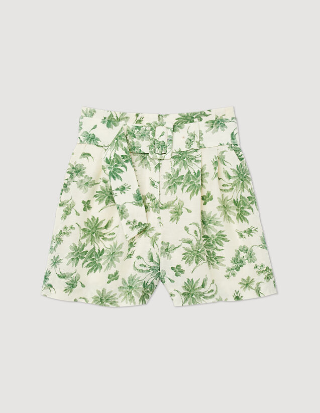 Loose Printed Palm Tree Shorts : Skirts & Shorts color Ecru - Green