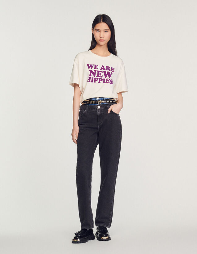 Cropped We Are The New Hippies T-Shirt : T-shirts color Ecru