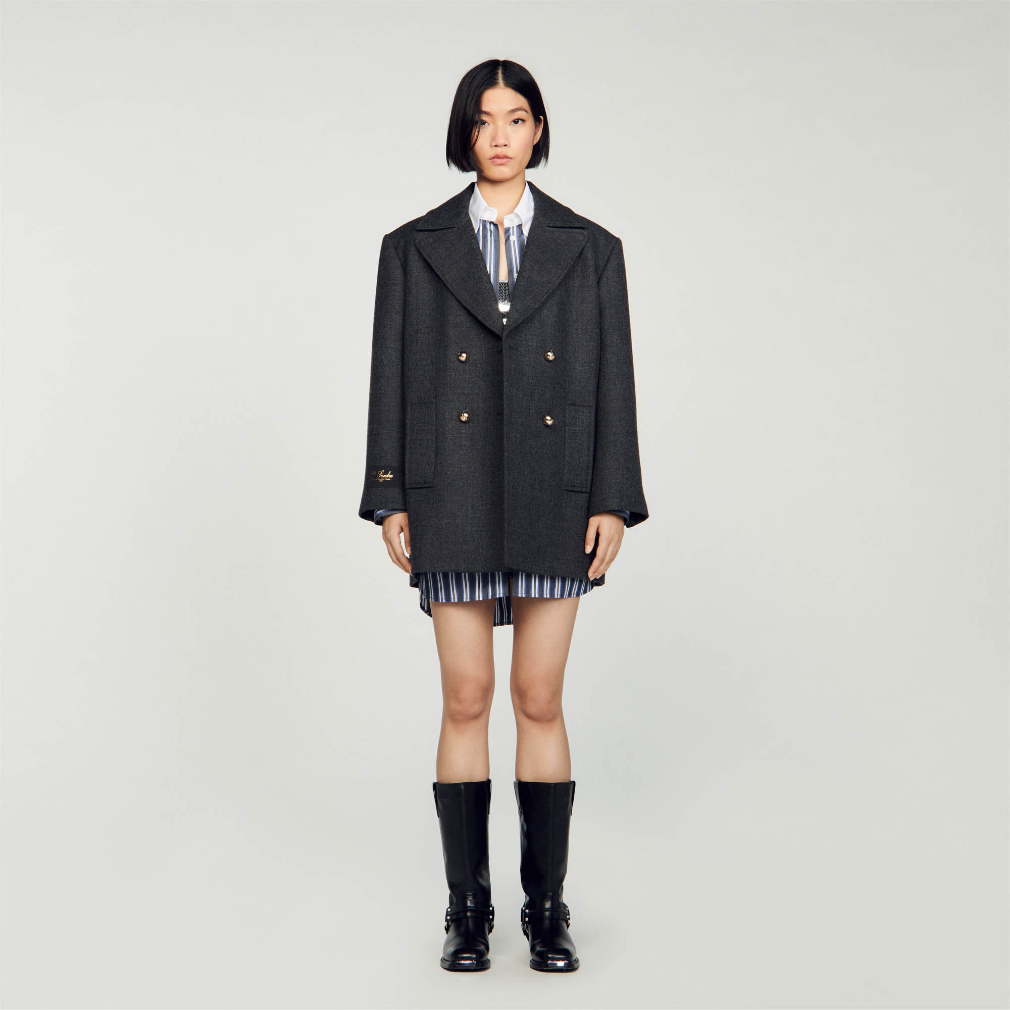 Wool Pea Jacket : Coats & Jackets&nbsp; color Grey