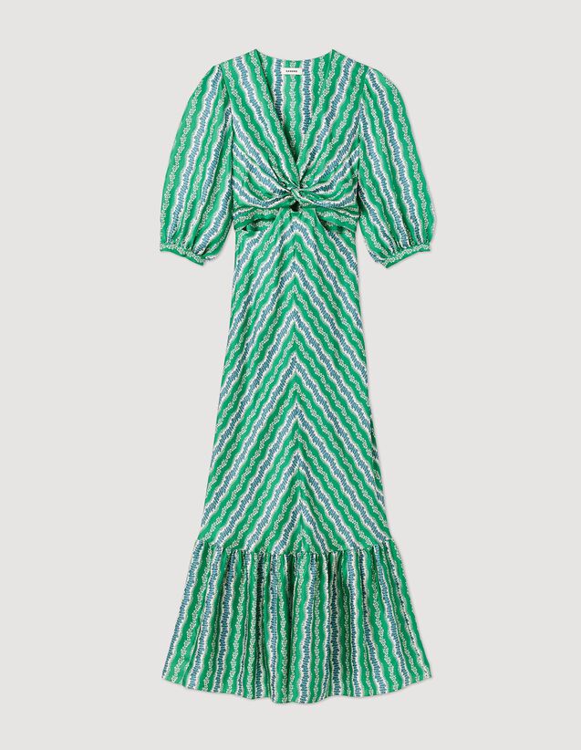 Long Printed Dress : Dresses color Green / deep blu