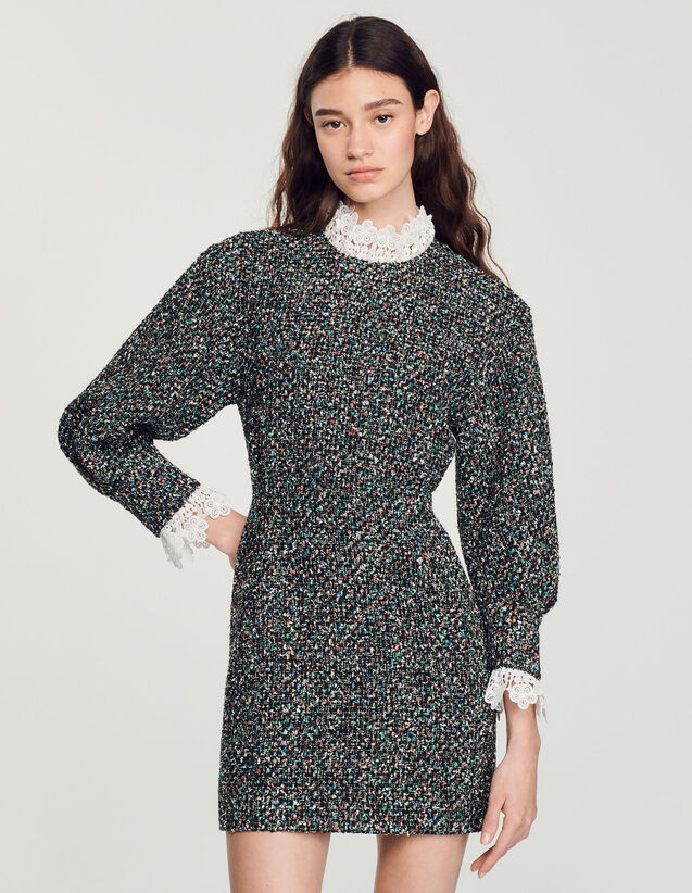 Tweed Dress With Trimmed Neckline : Dresses color Multi-Color
