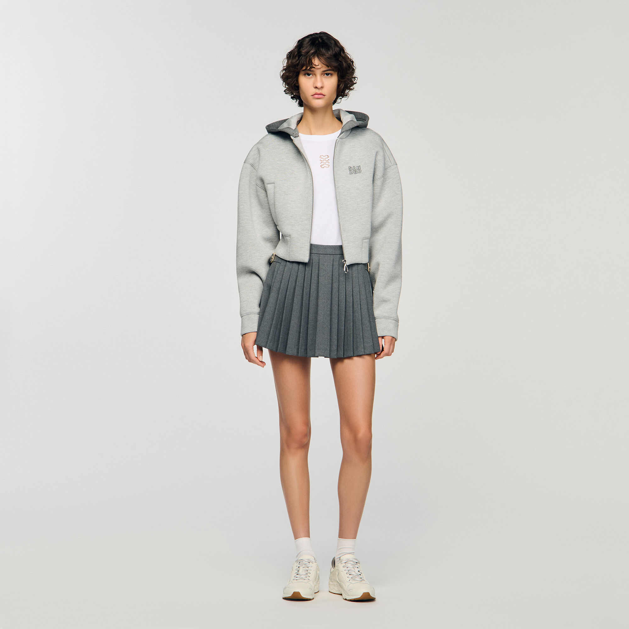 Hooded Sweatshirt Jacket : Tops color Light Grey
