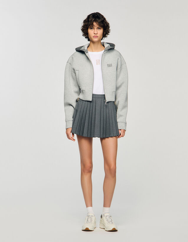 Hooded Sweatshirt Jacket - SFPSW00707 | sandro-paris.com Hooded Sweatshirt Jacket : Tops color Light Grey