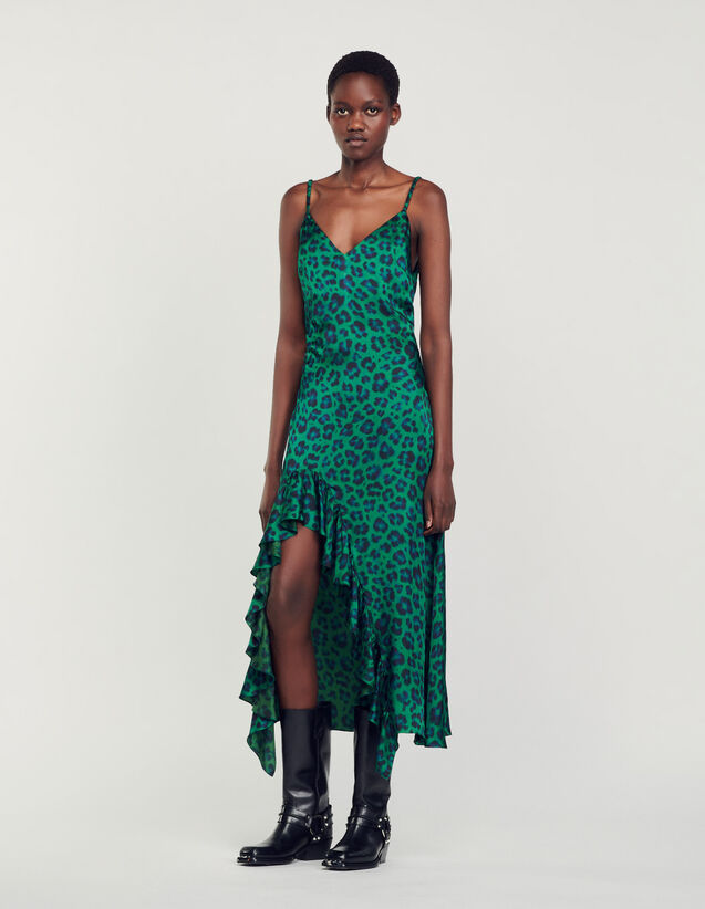Leopard Print Slit Dress : Dresses color Green