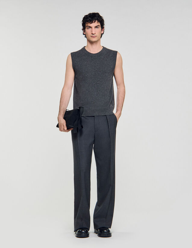 Cashmere Vest Top - SHPTR00702 | sandro-paris.com Cashmere Vest Top : Sweaters & Cardigans color Heather Charcoal