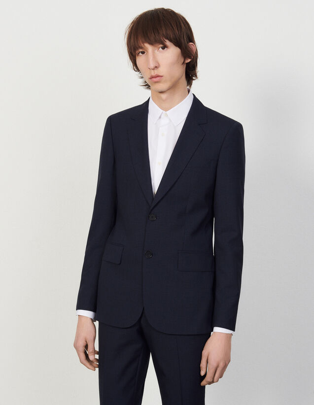 Virgin Wool Suit Jacket : Suits & Tuxedos color Navy Blue