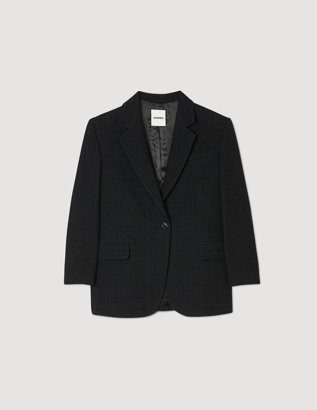 Tweed Suit Jacket : Blazers & Jackets color Black