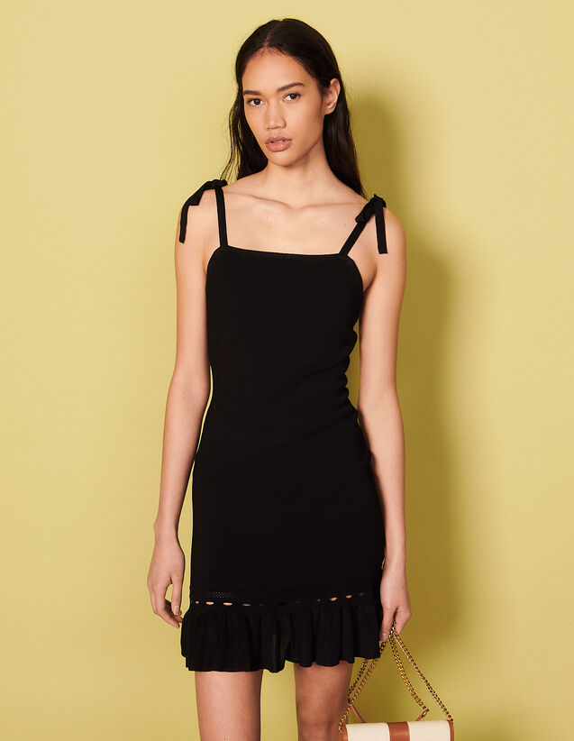Knit Ruffle Dress : Dresses color Black