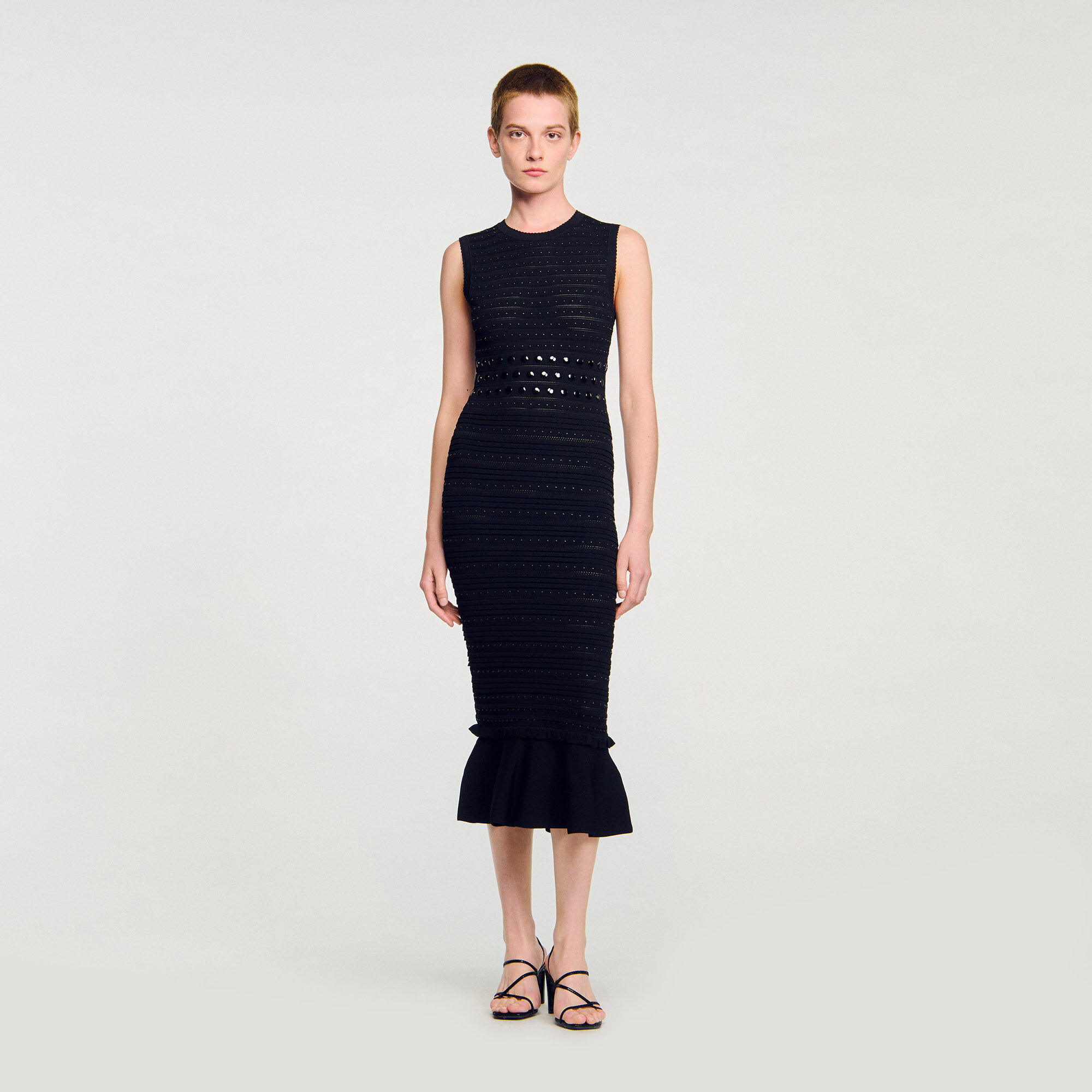 Knit Maxi Dress With Studs : Dresses color Black