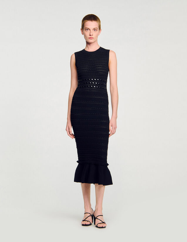 Knit Maxi Dress With Studs - SFPRO04502 | sandro-paris.com Knit Maxi Dress With Studs : Dresses color Black