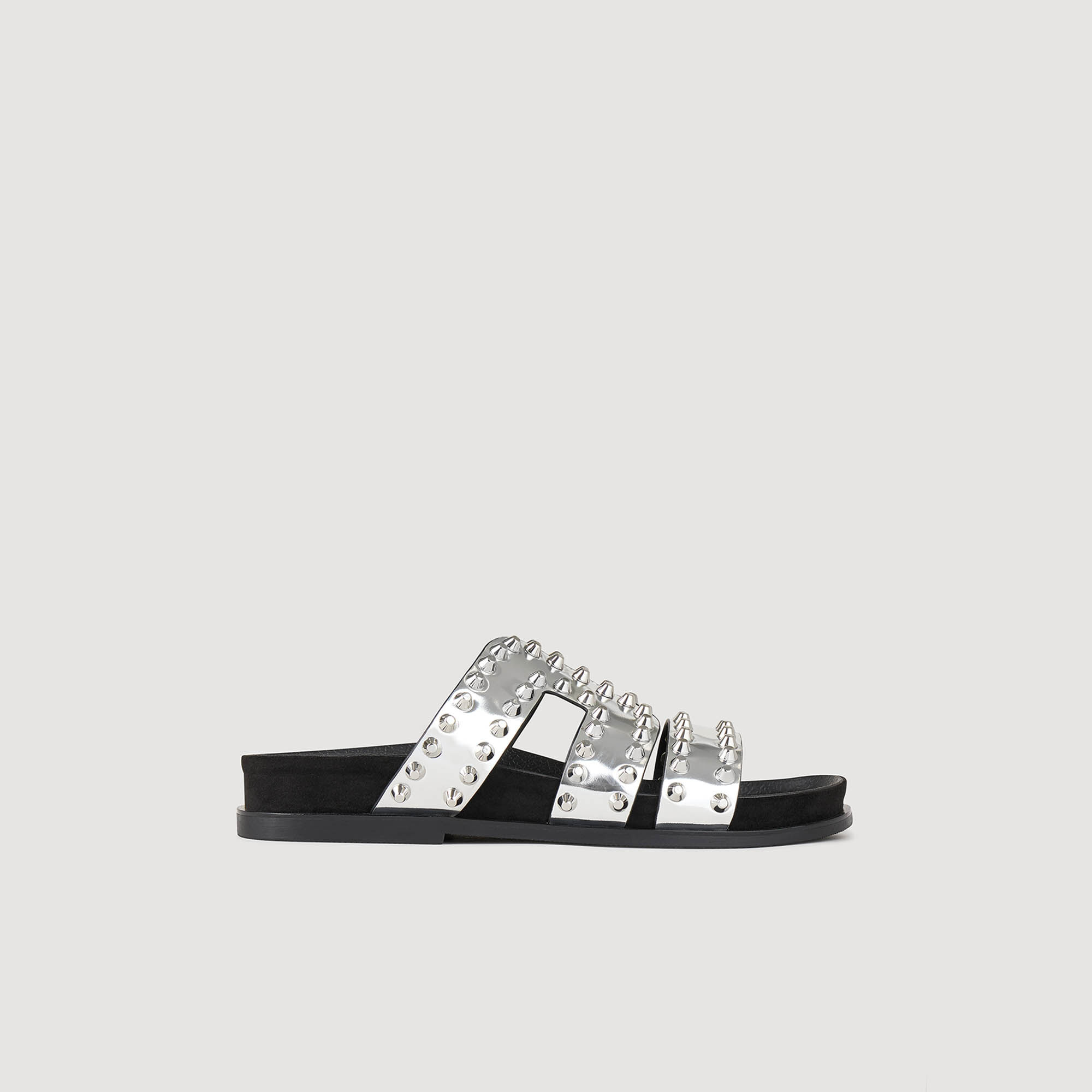 Flat Rivet Sandals : Shoes&nbsp; color Silver