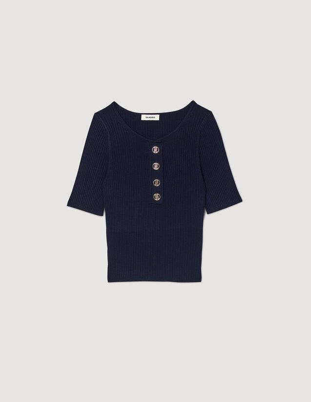 Cropped Knit Jumper : Sweaters & Cardigans color Deep blu