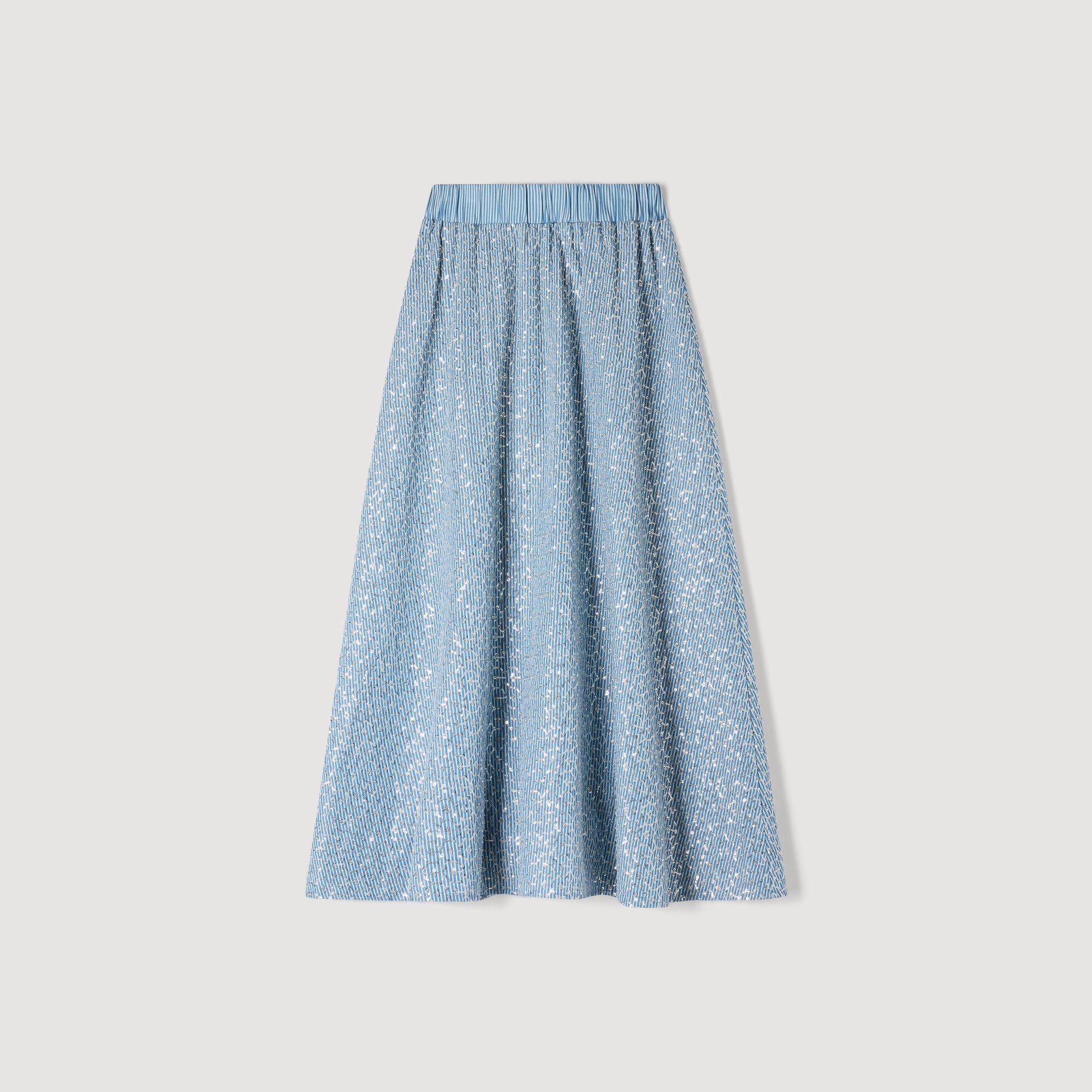 Long Sequined Skirt : Skirts & Shorts color Blue